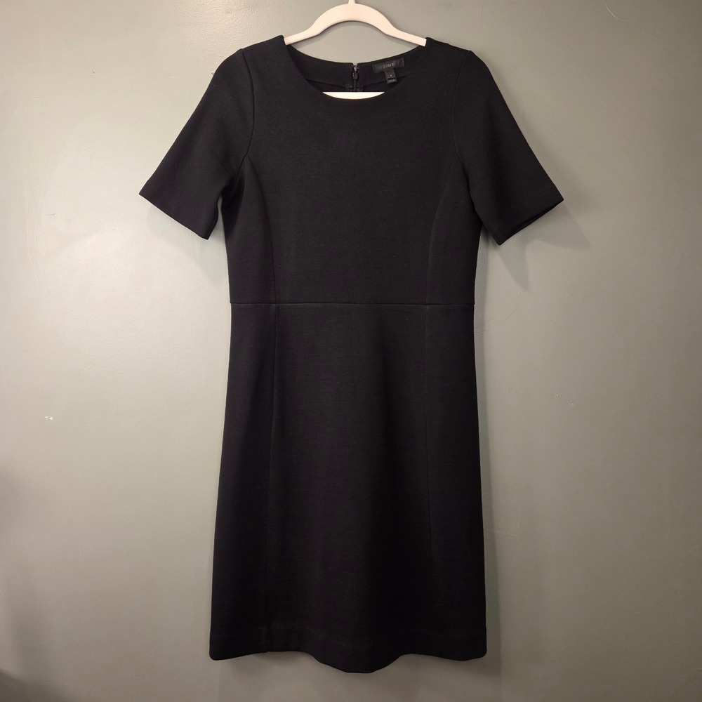 J.Crew Women's Wool Blend Short Sleeve Sheath Dress Black Size 8